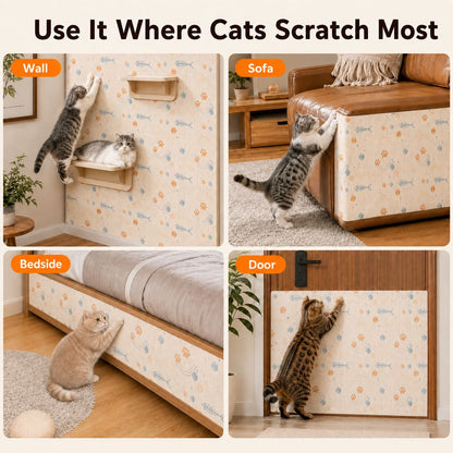 Ortekor Self-Adhesive Cat Scratch Mat for Wall & Furniture Protection – Cuttable Cat Scratching Pad for Sofa, Door, Bedside & Home Surfaces
