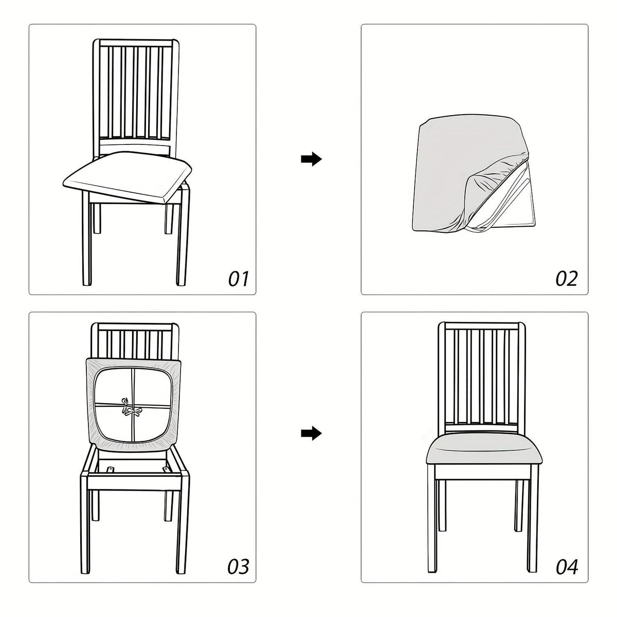 Stretch Dining Chair Slipcover Set – Removable Washable Seat Protectors for Kitchen & Dining Room Chairs, Spandex Furniture Covers for