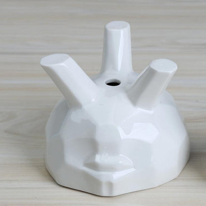 2-Piece White Ceramic Facial Succulent Planters