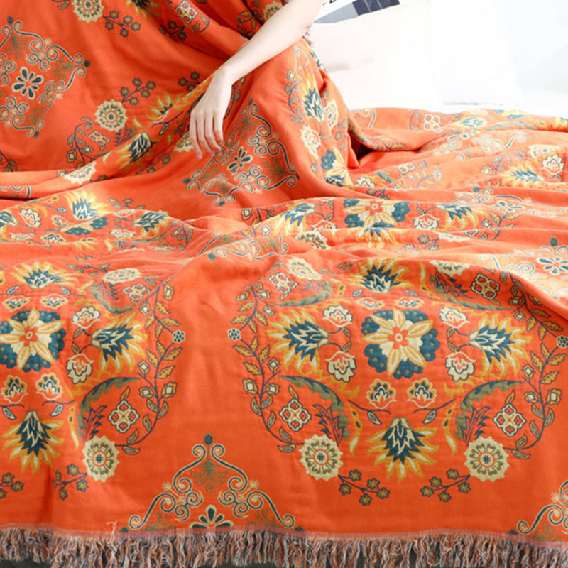 Reversible Cotton Quilt Lightweight Floral Bedspread for All Seasons Queen King Full Size Breathable Coverlet