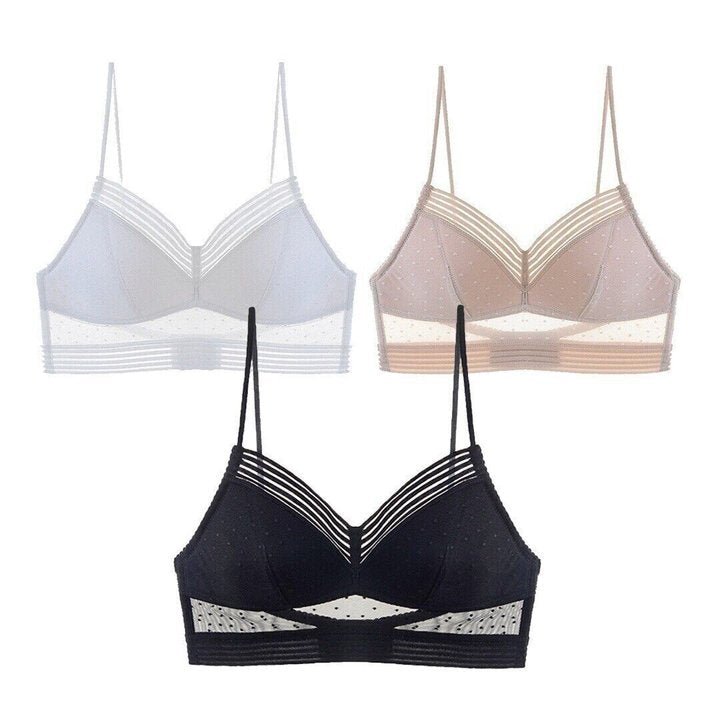 Wireless Lifting Lace Bralette V-Neck Women's Comfort Support Bra with Adjustable Straps for Everyday