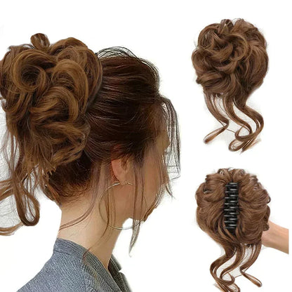 Curly Hair Bun Extension for Natural Volume - Clip-In Style