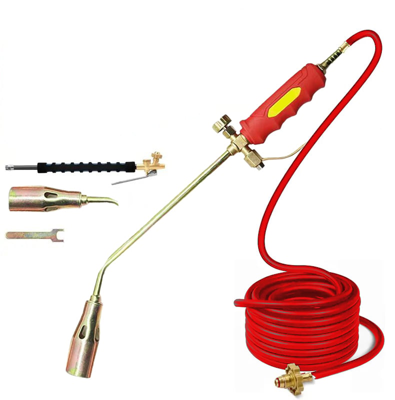Handheld Flame Weeder with Self-Ignition System for Driveways Gardens & Patios Chemical-Free Vegetation Control 48-Inch Reach