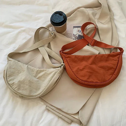 Pleated Hobo Crossbody Bag for Women – Lightweight Nylon Shoulder Purse with Ruched Design for Everyday Carry & Travel