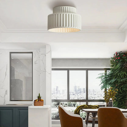 Plafonnier encastré en résine, douille E27, abat-jour texturé blanc pour cuisine, chambre, couloir, style moderne, minimaliste et scandinave à profil bas