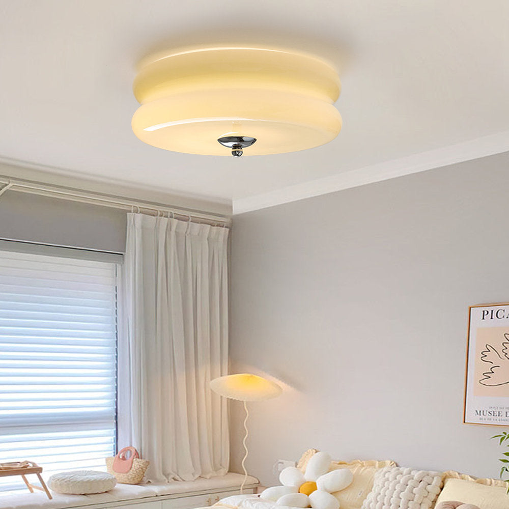 Plafonnier LED encastré rond avec 3 températures de couleur, verre et métal, 5 po de hauteur, pour chambre, salle à manger, cuisine, interrupteur Kelvin réglable