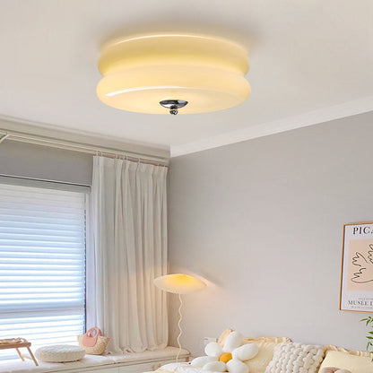 Flush Mount LED Fixture with Adjustable Color Temperature Glass Shade 13 in Diameter for Bedroom Living Room Dining Room Modern Art Deco Sty