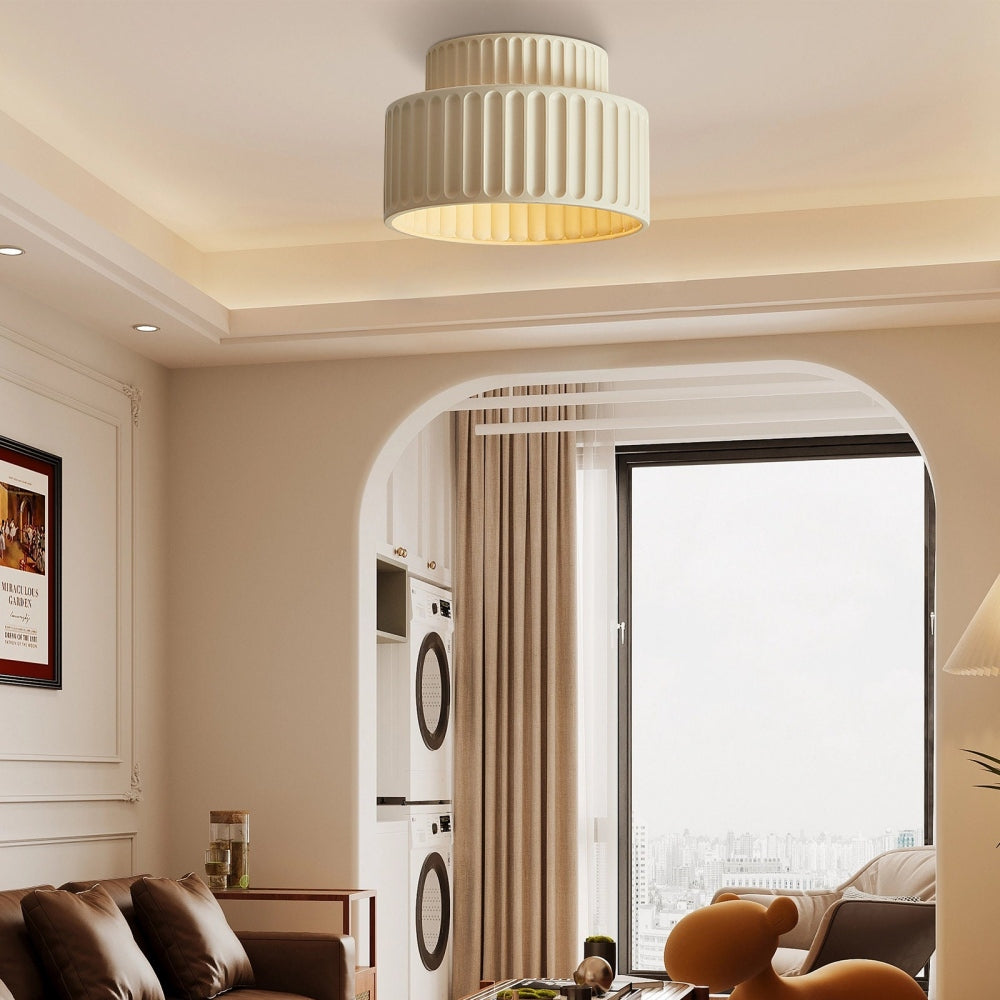 Plafonnier encastré en résine, douille E27, abat-jour texturé blanc pour cuisine, chambre, couloir, style moderne, minimaliste et scandinave à profil bas
