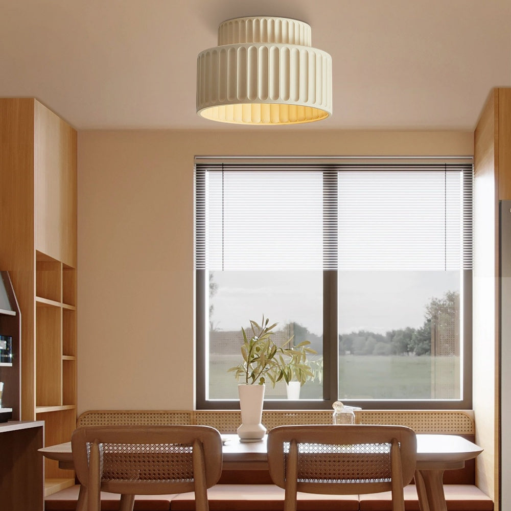 Plafonnier encastré en résine, douille E27, abat-jour texturé blanc pour cuisine, chambre, couloir, style moderne, minimaliste et scandinave à profil bas