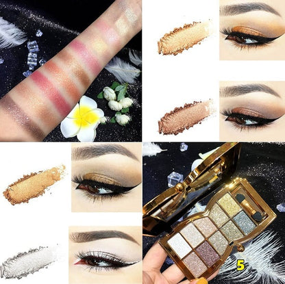 10-Color Glitter Eyeshadow Palette Shimmer Mineral Makeup for Parties Weddings Everyday Looks Highly Pigmented Long-Lasting Eye Shadow