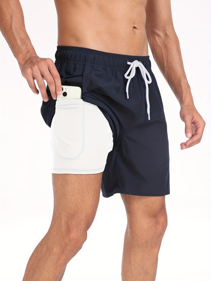 Men's Quick-Dry Swim Trunks with Phone Pocket | Stretch Board Shorts for Beach & Pool | Athletic Leisure Swimwear