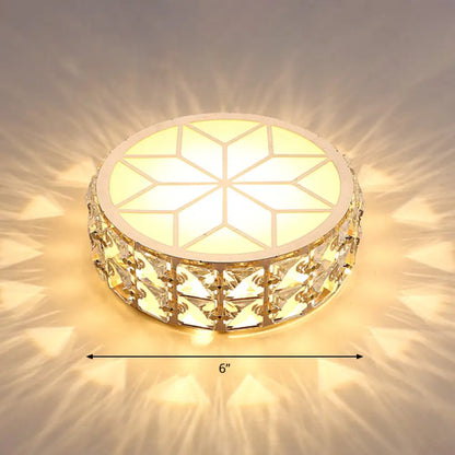 Round Crystal Flush Mount LED Ceiling Light 6" 8" Champagne Gold Modern Entryway Hallway Lighting Fixture Close to Ceiling Surface Mount