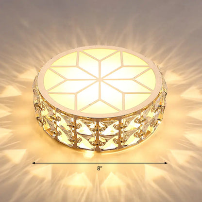 Round Crystal Flush Mount LED Ceiling Light 6" 8" Champagne Gold Modern Entryway Hallway Lighting Fixture Close to Ceiling Surface Mount