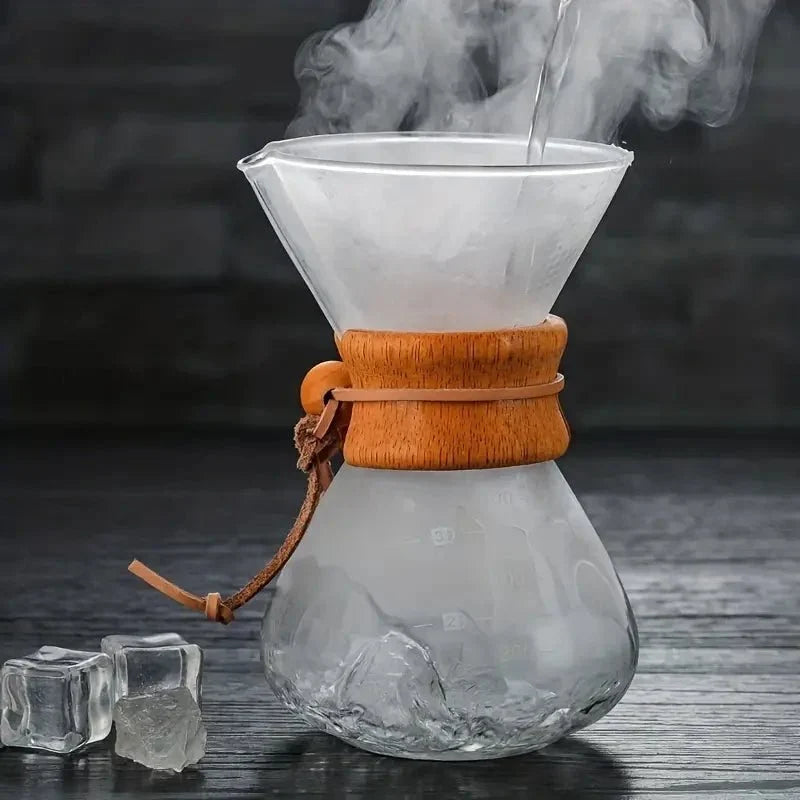 Pour-Over Coffee Maker Glass Carafe & Cone Dripper Brewing Set – Manual Single-Origin Filter Kit for Home Barista