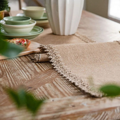 Woven Jute Runner for Dining Tables 12 in x 71 in Natural Beige Farmhouse Buffet Cloth Centerpiece Decor Boho Kitchen Rustic Home Styling