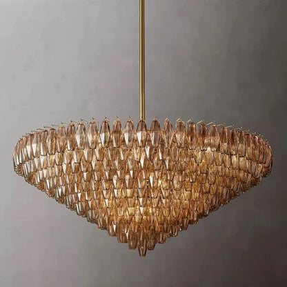 Cascading Glass Chandelier 37-Inch Multi-Level Fixture with Adjustable Height for Dining Room Entryway Living Room Modern Tiered Ceiling Lig