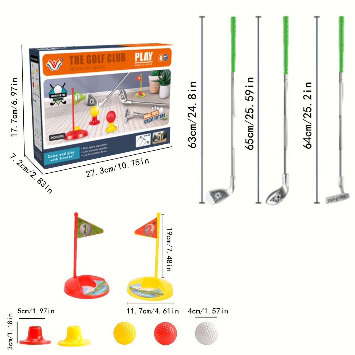 Junior Putting Practice Kit with Height-Adjustable Shafts for Toddlers & Elementary Players – Includes Greens Targets, Plastic Putters &