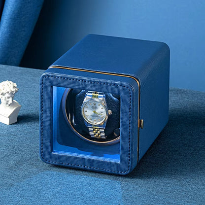 Single Watch Winder Case with 5 Rotation Modes, LED Display & Quiet Motor for Automatic Timepieces