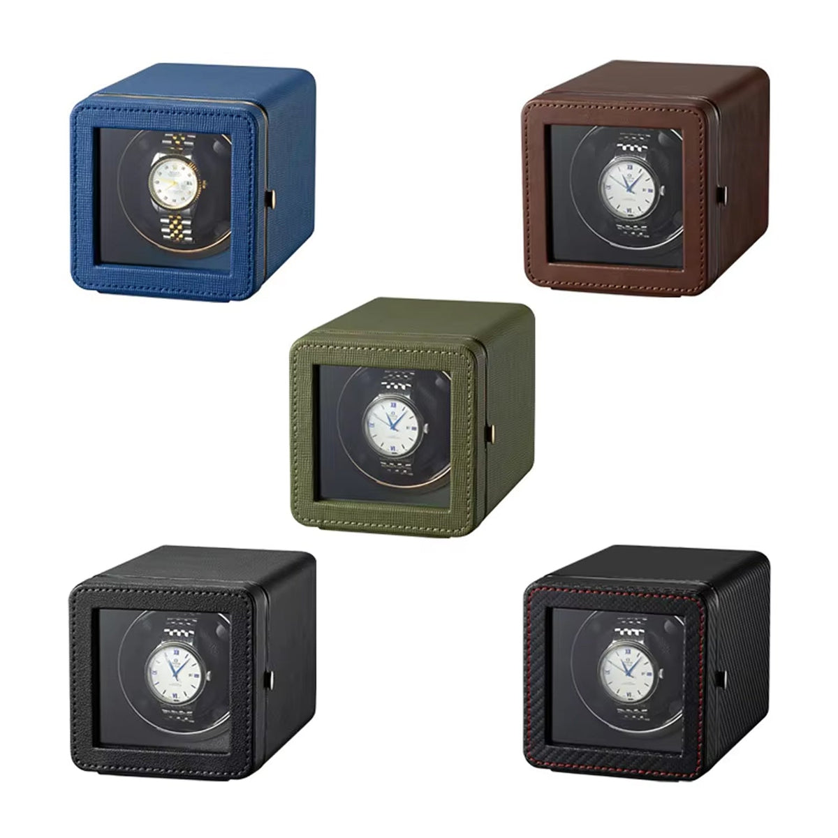 Single Watch Winder Case with 5 Rotation Modes, LED Display & Quiet Motor for Automatic Timepieces
