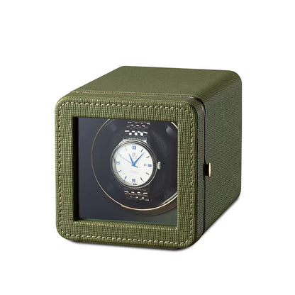 Single Watch Winder Case with 5 Rotation Modes, LED Display & Quiet Motor for Automatic Timepieces