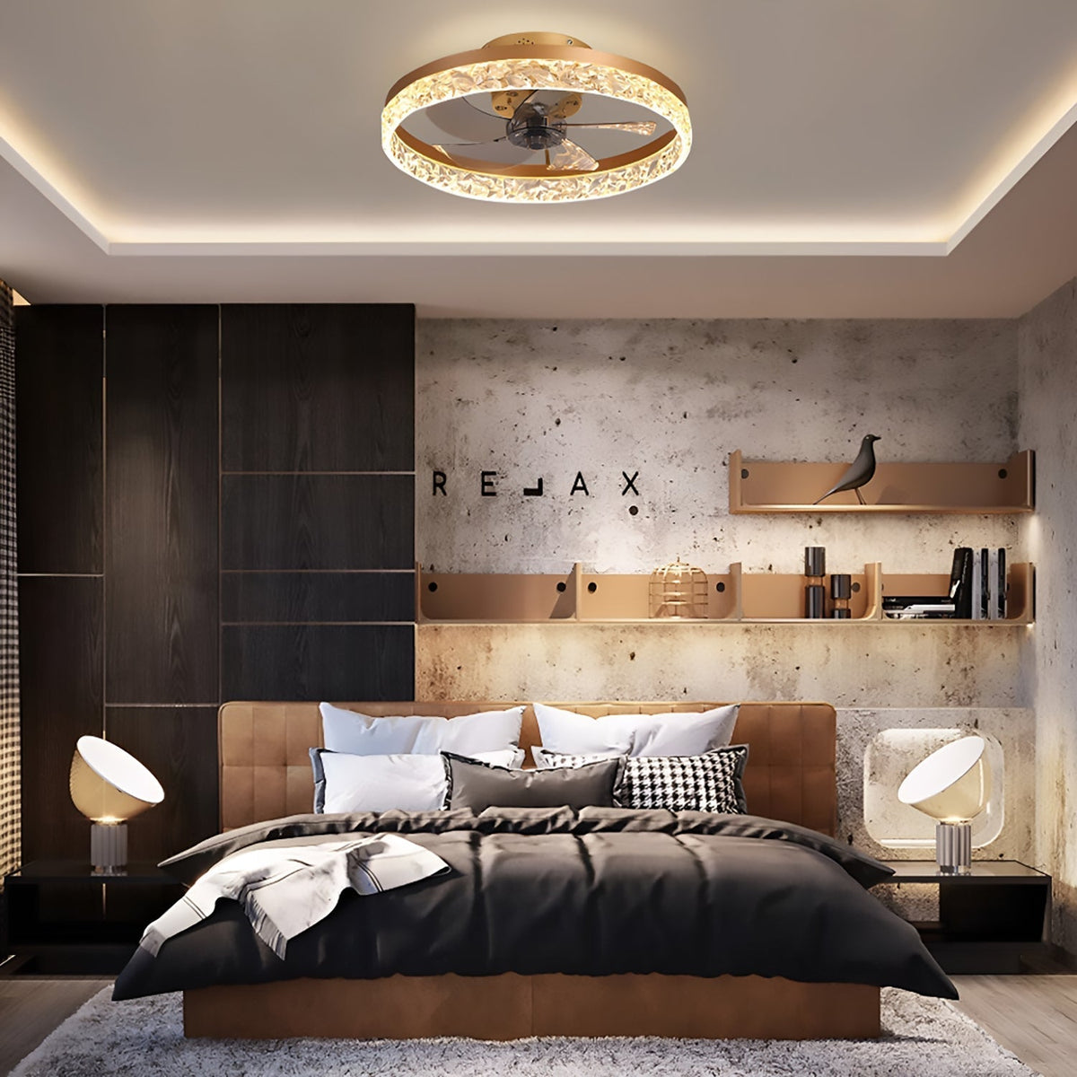 Low-Profile Flush Mount Ceiling Fan with Dimmable LED Light & Remote 20 Inch for Bedroom Living Room Kitchen Dining Reversible Blades 6 Spee