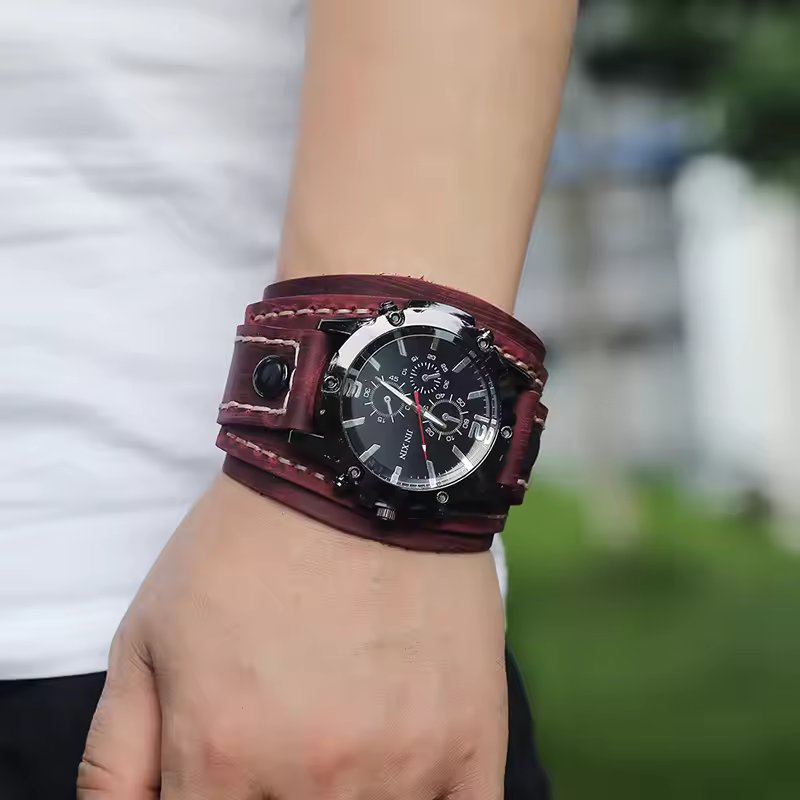 Classique indémodable | Montre à bracelet en cuir avec aiguilles luminescentes | Design durable pour une élégance quotidienne