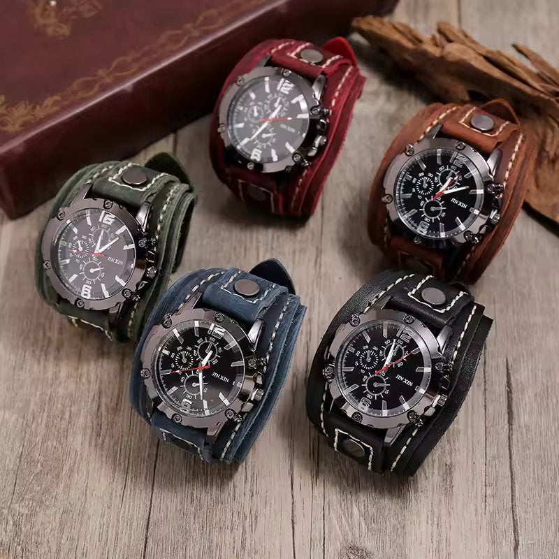 Classique indémodable | Montre à bracelet en cuir avec aiguilles luminescentes | Design durable pour une élégance quotidienne