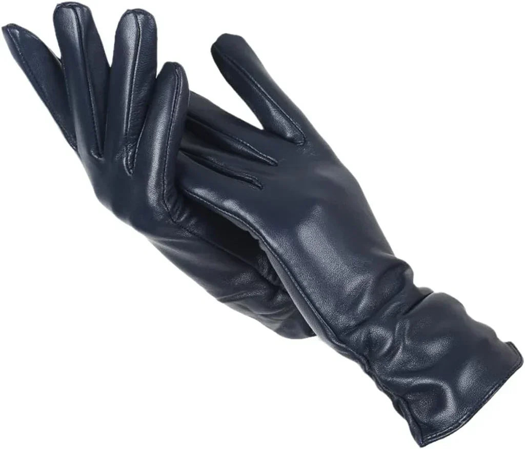 Women's Genuine Leather Gloves with Wool Lining – Cold-Weather Hand Protection for Winter – Touchscreen Compatible Sheepskin Driving Gloves