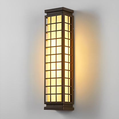 Japanese Grid Outdoor Wall Light Waterproof Stainless Steel 18 inch Bronze Entrance Lamp for Patio Garden Driveway Courtyard Villa Pathway E