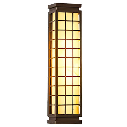 Japanese Grid Outdoor Wall Light Waterproof Stainless Steel 18 inch Bronze Entrance Lamp for Patio Garden Driveway Courtyard Villa Pathway E