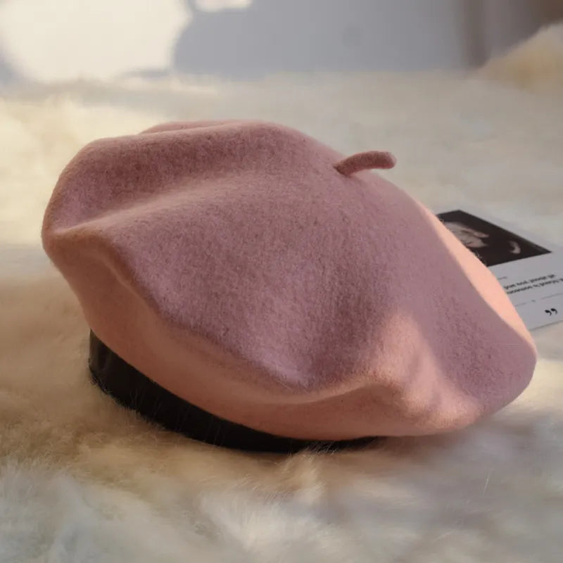Women's Soft Felt Hat French Style Artist Cap Stretchy Headwear for Fall Winter Daily Fashion Casual Formal Wear