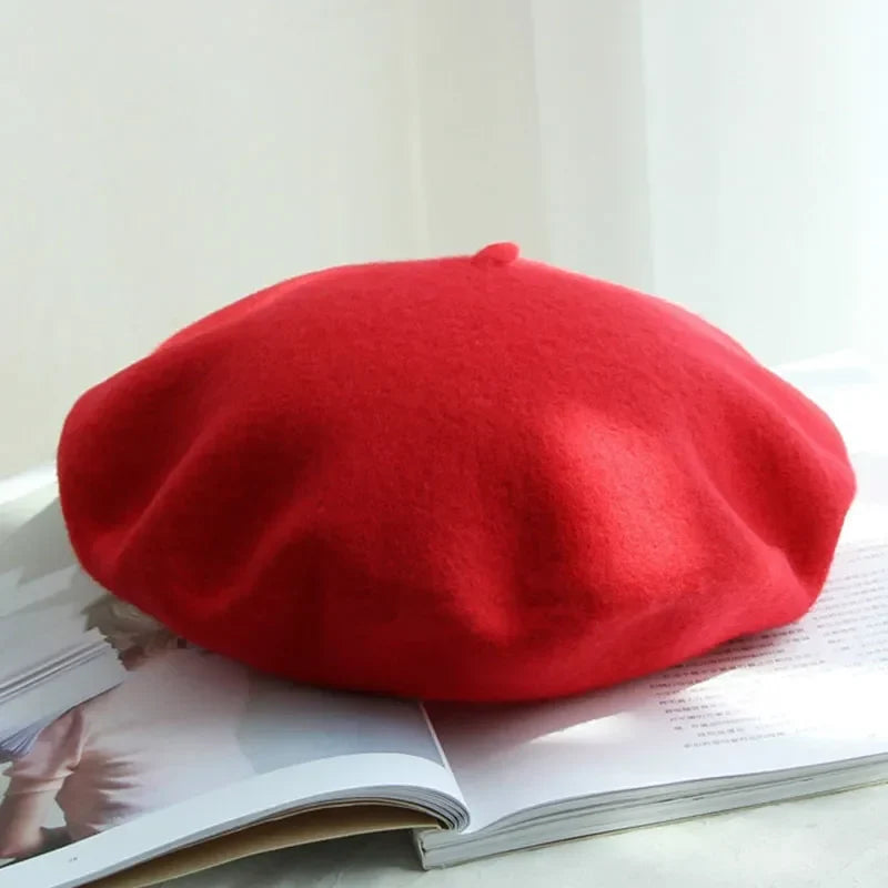 Women's Soft Felt Hat French Style Artist Cap Stretchy Headwear for Fall Winter Daily Fashion Casual Formal Wear