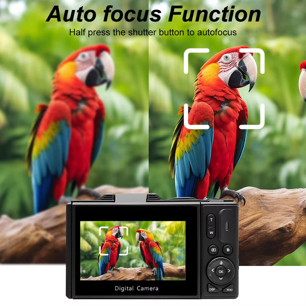 Compact 4K Digital Video Camera with Flip Screen & 18x Zoom for Vlogging, Content Creation, Travel & Photography