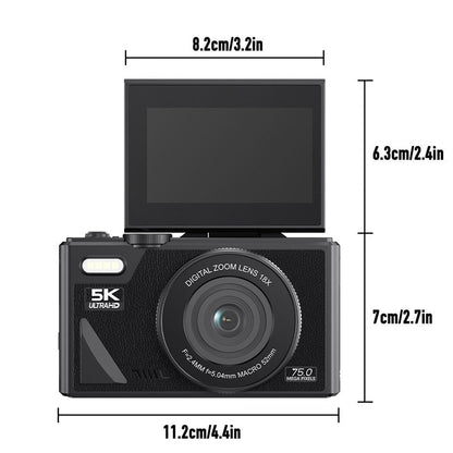 Compact 4K Digital Video Camera with Flip Screen & 18x Zoom for Vlogging, Content Creation, Travel & Photography
