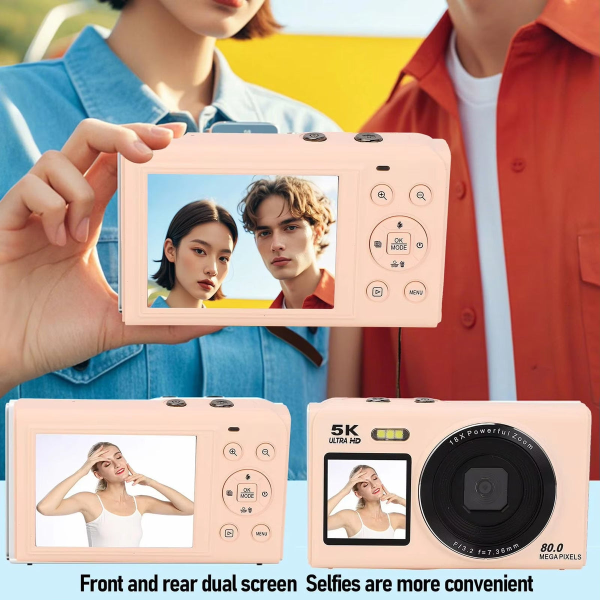 Dual-Screen Vlogging Camera with UHD Video Recording & Autofocus | 13MP Sensor & 18x Zoom | Wireless Connectivity for Content Creators &