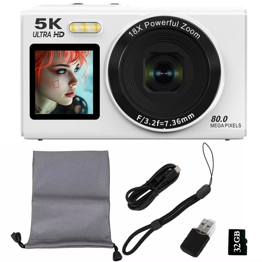Dual-Screen Vlogging Camera with UHD Video Recording & Autofocus | 13MP Sensor & 18x Zoom | Wireless Connectivity for Content Creators &