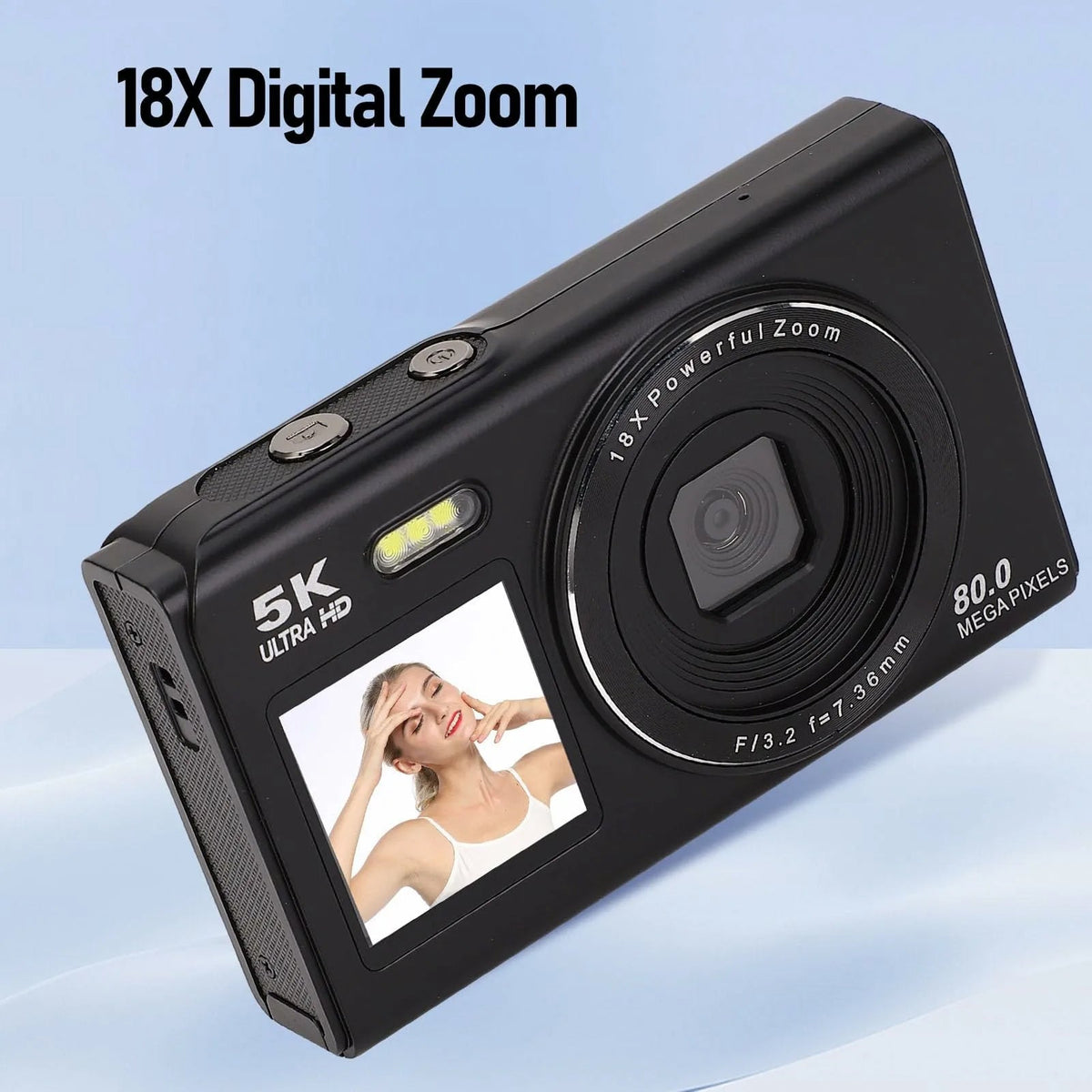 Dual-Screen Vlogging Camera with UHD Video Recording & Autofocus | 13MP Sensor & 18x Zoom | Wireless Connectivity for Content Creators &