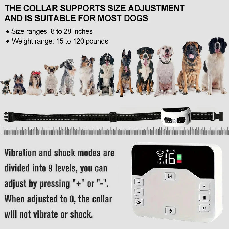 Wireless Dog Fence & Training Collar System with 300-Yard Range | Waterproof Rechargeable Pet Containment for Small Medium Large Dogs
