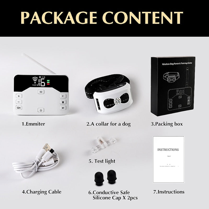 Wireless Dog Fence & Training Collar System with 300-Yard Range | Waterproof Rechargeable Pet Containment for Small Medium Large Dogs