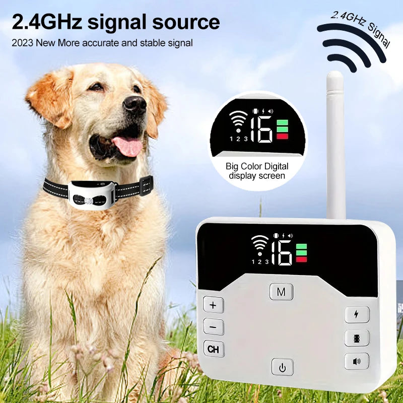 Wireless Dog Fence & Training Collar 2-in-1 System - Rechargeable Pet Containment with Adjustable Boundary up to 984 Feet - Waterproof
