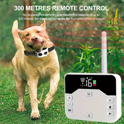 Wireless Dog Fence & Training Collar System with 300-Yard Range | Waterproof Rechargeable Pet Containment for Small Medium Large Dogs