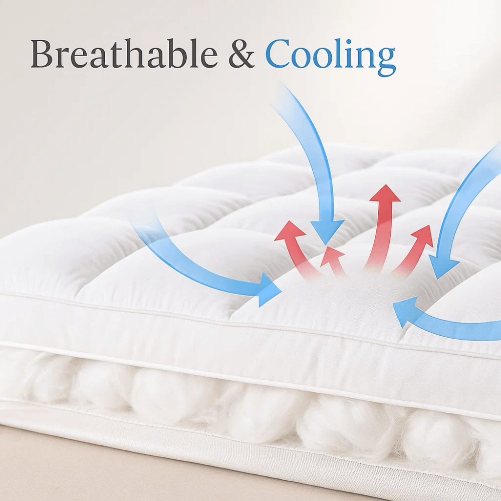 Memory Foam Mattress Pad with Temperature-Regulating Gel Layer for Back Support & Cool Sleep