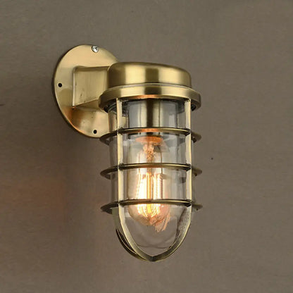 Metal Cage Wall Sconce with Glass Shade – Industrial Hardwired Light for Hallway, Bedroom, Dining Room – 4" Wide 1-Light Fixture