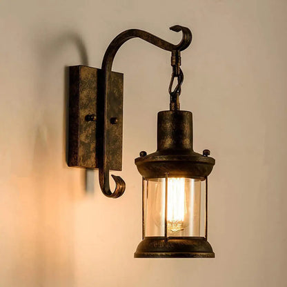 Industrial Metal Wall Sconce with Clear Glass Shade for Kitchen, Hallway & Bathroom – Bronze or Black Finish