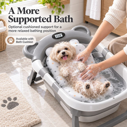 Ortekor Collapsible Pet Bathtub with Digital Thermometer - Space-Saving Dog & Cat Bath Tub for Easy At-Home Grooming
