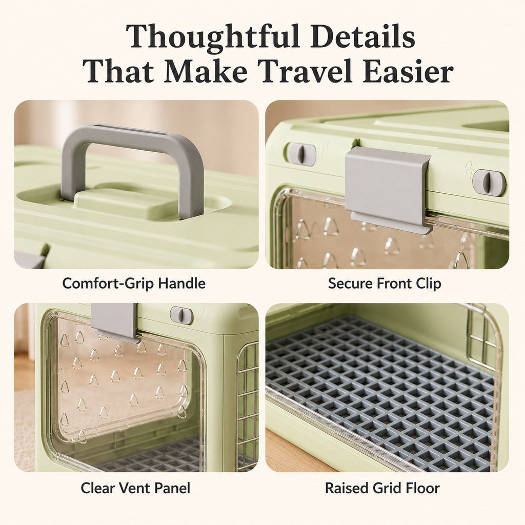 Ortekor Collapsible Pet Travel Carrier for Vet Visits & Road Trips - Fold-Flat Hard Crate That Saves Space