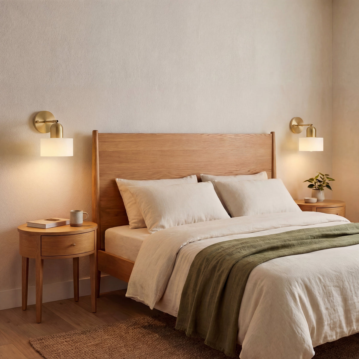 Modern Glass Wall Sconce Light Fixture for Bedroom Living Room Hallway – E26 Base Minimalist Accent Lighting