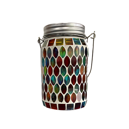 Solar Stained Glass Outdoor Lantern — Handcrafted Mosaic Garden Light with Auto Dusk-to-Dawn