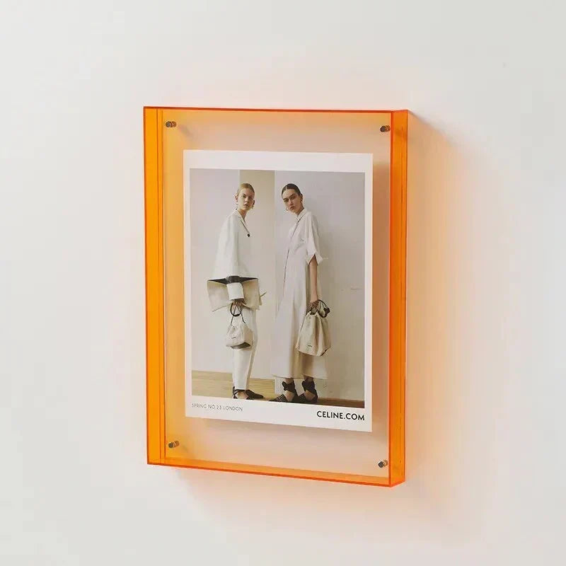 Colored Acrylic Picture Frame – Modern Transparent Photo Display for Wall or Desktop – 4x6 to 8x10 in – Contemporary Home Decor