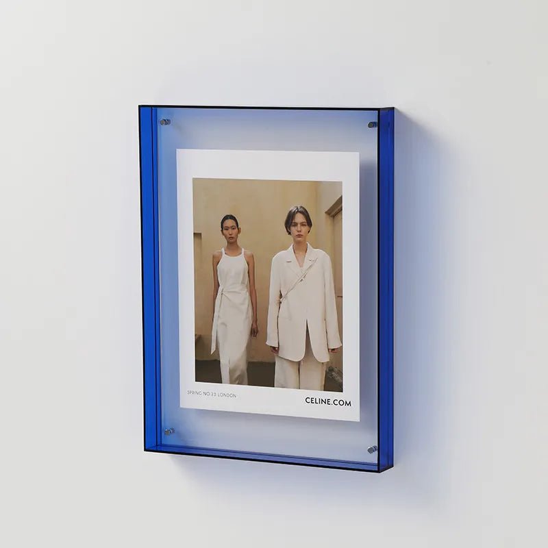 Clear Orange Acrylic Picture Frame 10×8 Inch Wall Mount Tabletop Display Stand for Photos Prints Art Modern Home Decor Living Room Office Be